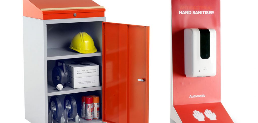 Alt - Keep safe at work with Redhill’s single workdesks and hand sanitiser dispensers