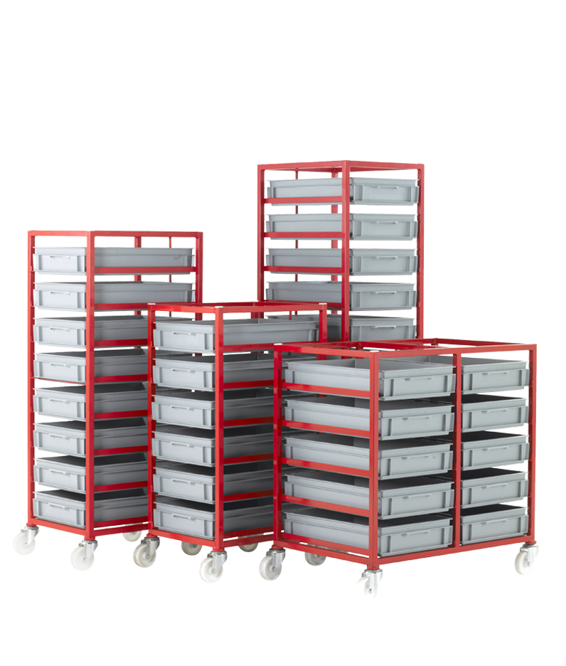 a range of mobile tray racks